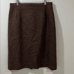 VINTAGE Pitlochry Women’s 100% Wool Midi Skirt Brown Tweed Classic Neutral M/L